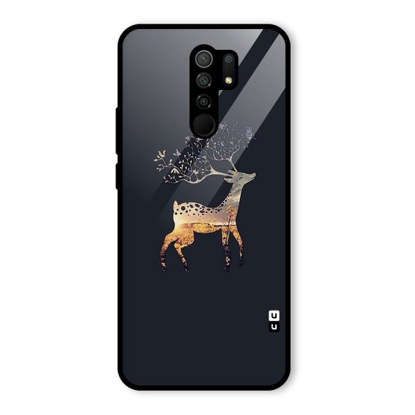 Black Deer Glass Back Case for Redmi 9 Prime