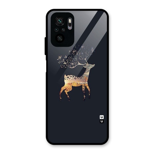 Black Deer Glass Back Case for Redmi Note 10