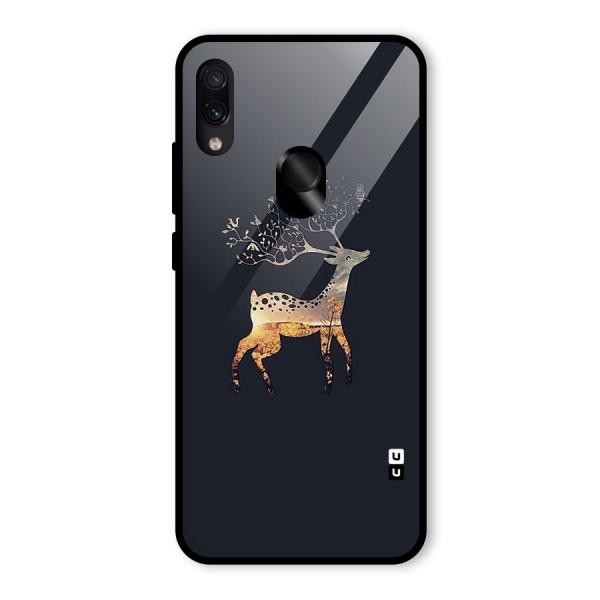 Black Deer Glass Back Case for Redmi Note 7S