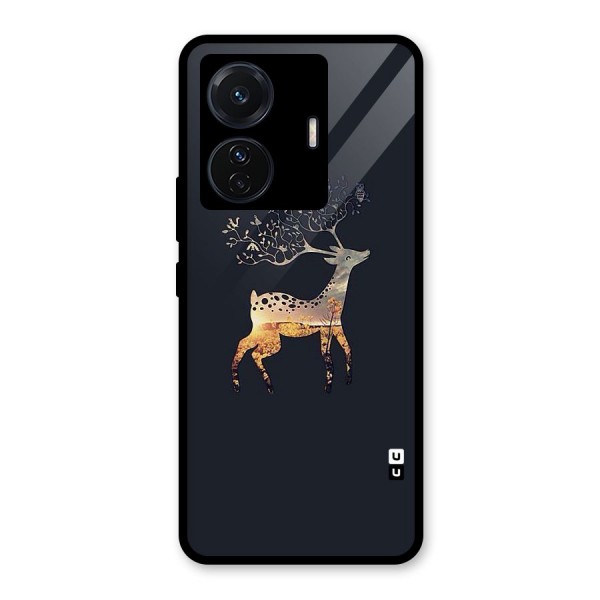 Black Deer Glass Back Case for Vivo T1 Pro