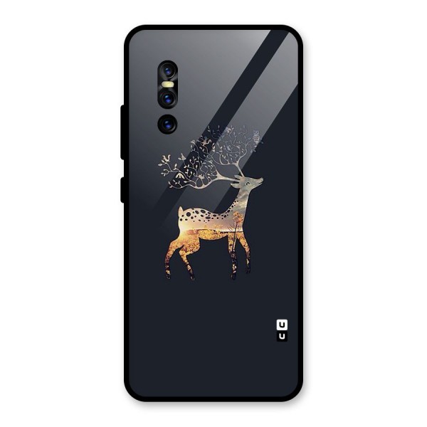 Black Deer Glass Back Case for Vivo V15 Pro