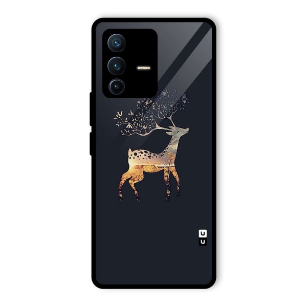 Black Deer Glass Back Case for Vivo V23 Pro