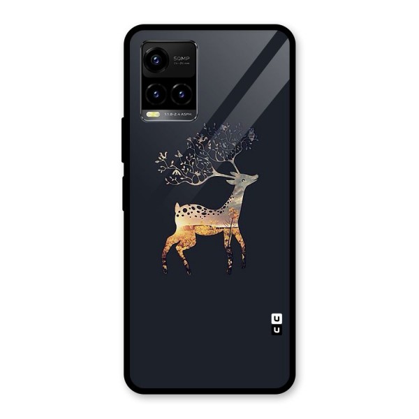 Black Deer Glass Back Case for Vivo Y21 2021