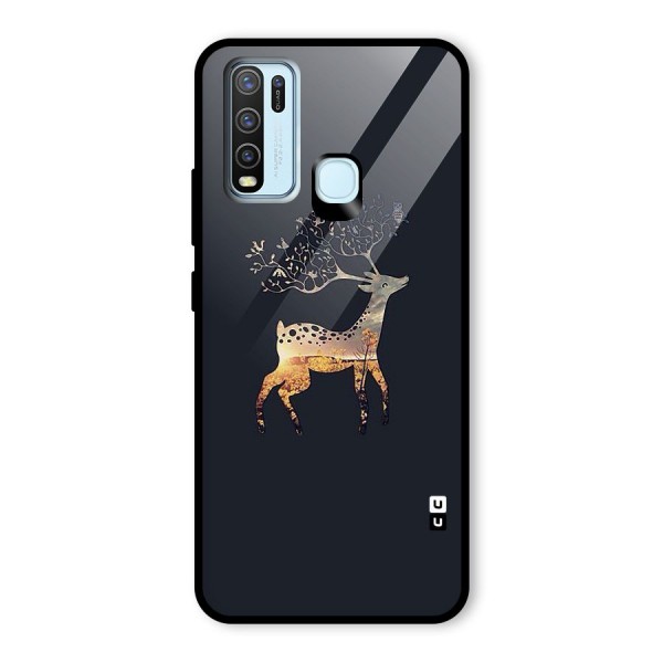 Black Deer Glass Back Case for Vivo Y30