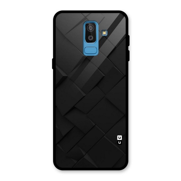 Black Elegant Design Glass Back Case for Galaxy J8