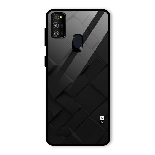 Black Elegant Design Glass Back Case for Galaxy M21