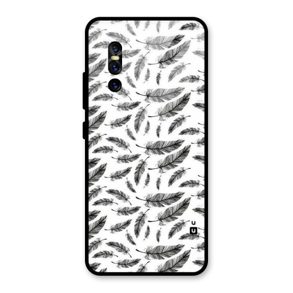 Black Feather Glass Back Case for Vivo V15 Pro