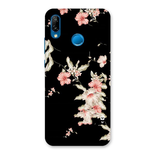 Black Floral Back Case for Huawei P20 Lite