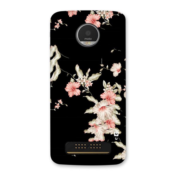 Black Floral Back Case for Moto Z Play