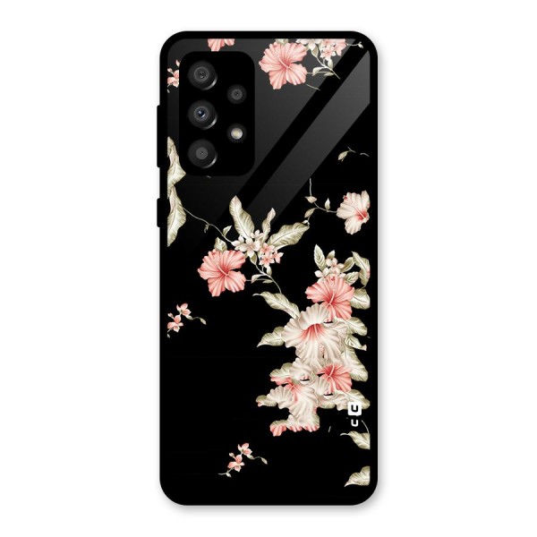 Black Floral Glass Back Case for Galaxy A32