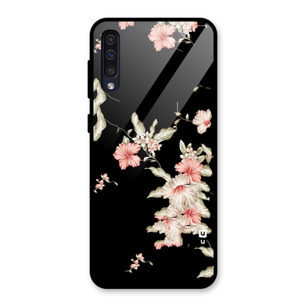 Black Floral Glass Back Case for Galaxy A50s