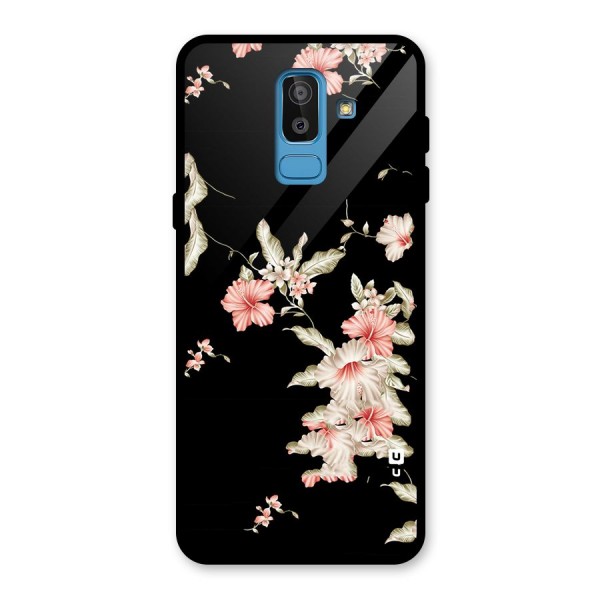 Black Floral Glass Back Case for Galaxy J8