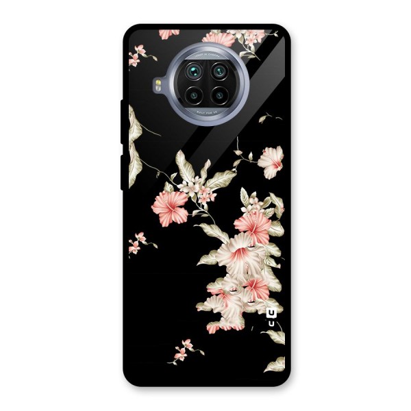 Black Floral Glass Back Case for Mi 10i