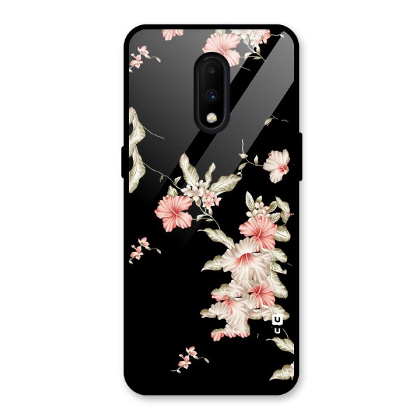 Black Floral Glass Back Case for OnePlus 7