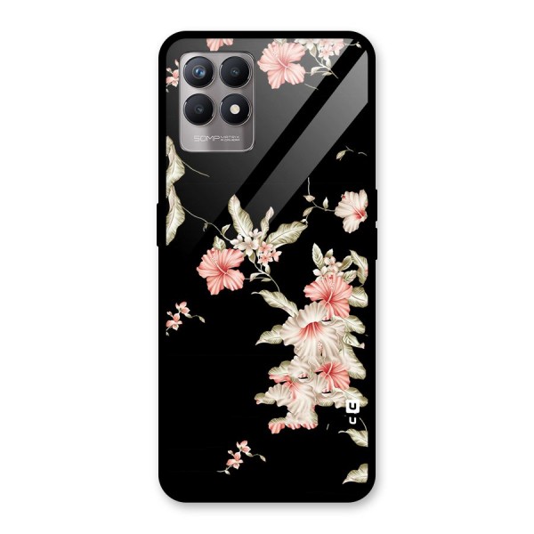 Black Floral Glass Back Case for Realme 8i