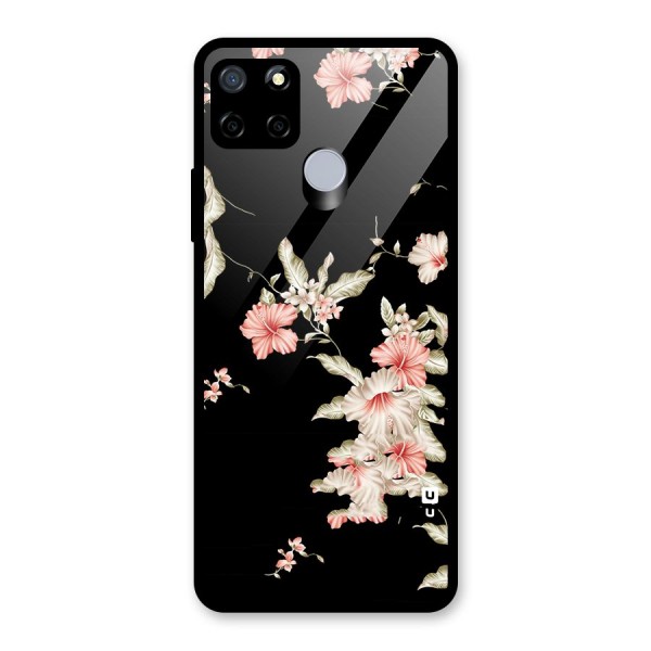 Black Floral Glass Back Case for Realme C12