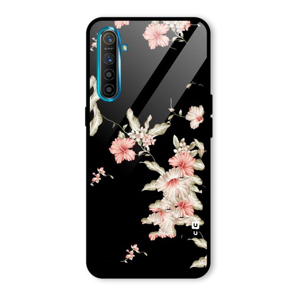 Black Floral Glass Back Case for Realme XT