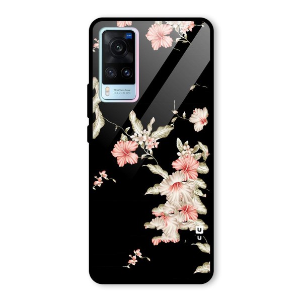 Black Floral Glass Back Case for Vivo X60