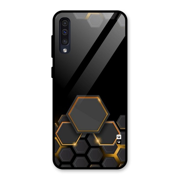 Black Gold Hexa Glass Back Case for Galaxy A50s