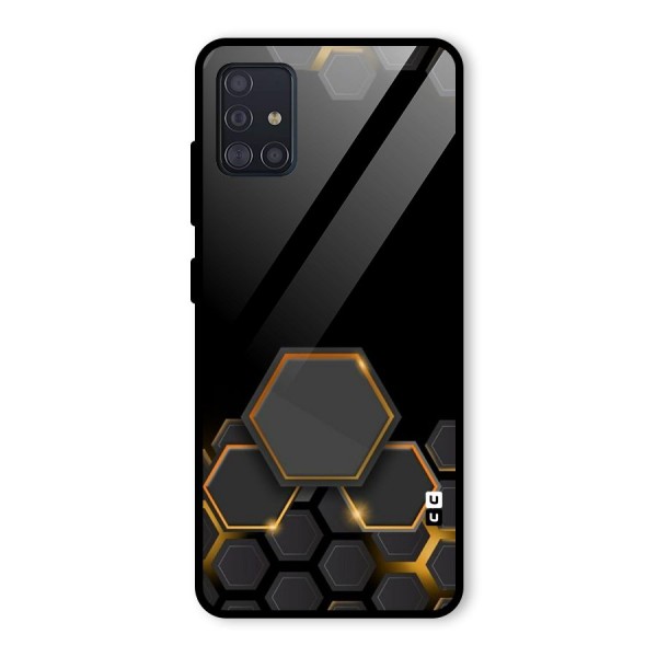 Black Gold Hexa Glass Back Case for Galaxy A51