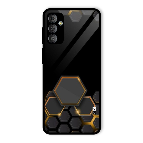 Black Gold Hexa Glass Back Case for Galaxy F23