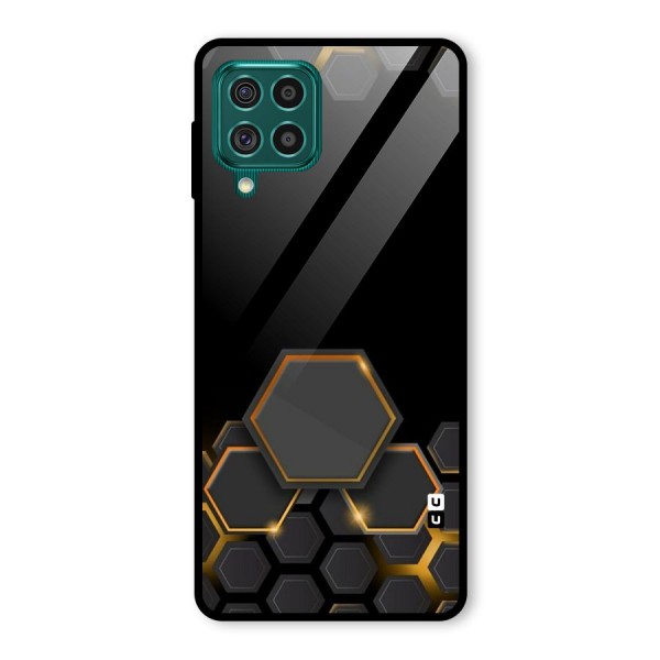 Black Gold Hexa Glass Back Case for Galaxy F62