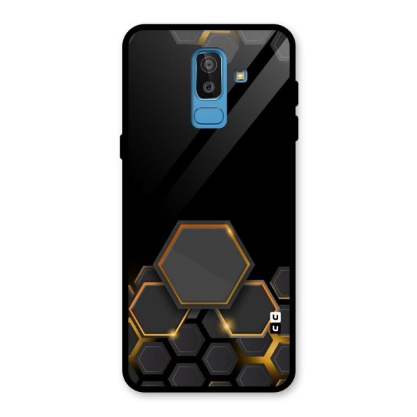 Black Gold Hexa Glass Back Case for Galaxy J8