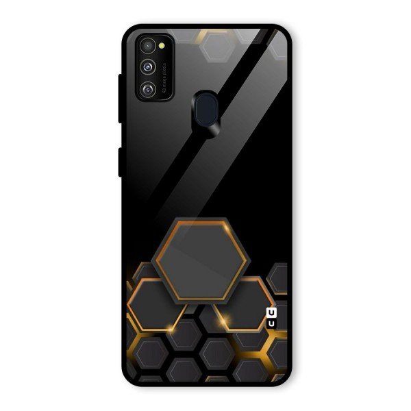 Black Gold Hexa Glass Back Case for Galaxy M30s