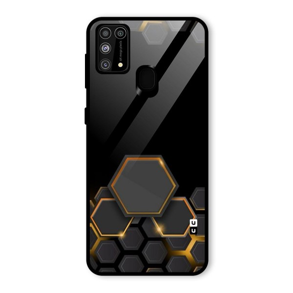 Black Gold Hexa Glass Back Case for Galaxy M31