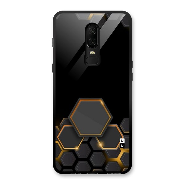 Black Gold Hexa Glass Back Case for OnePlus 6