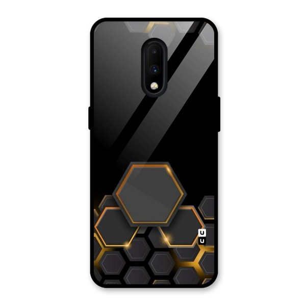 Black Gold Hexa Glass Back Case for OnePlus 7