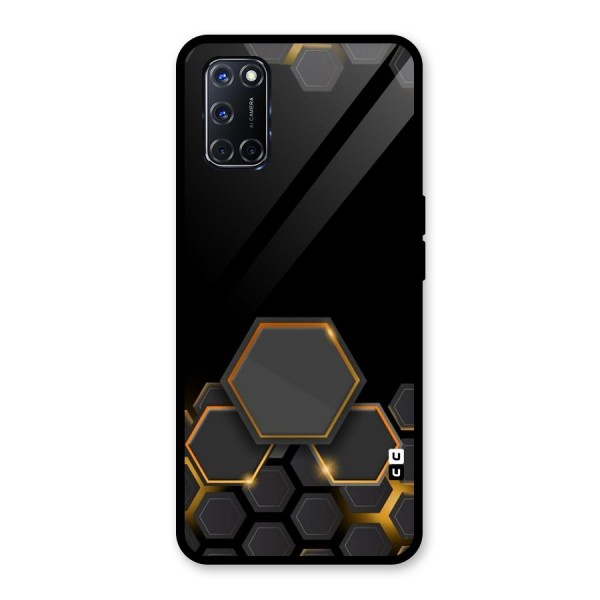 Black Gold Hexa Glass Back Case for Oppo A52