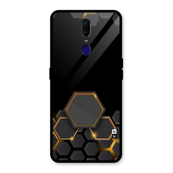 Black Gold Hexa Glass Back Case for Oppo F11