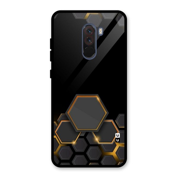 Black Gold Hexa Glass Back Case for Poco F1