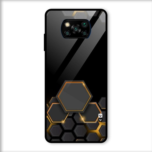 Black Gold Hexa Glass Back Case for Poco X3