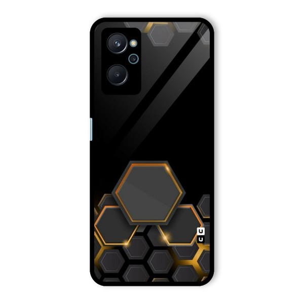 Black Gold Hexa Glass Back Case for Realme 9i