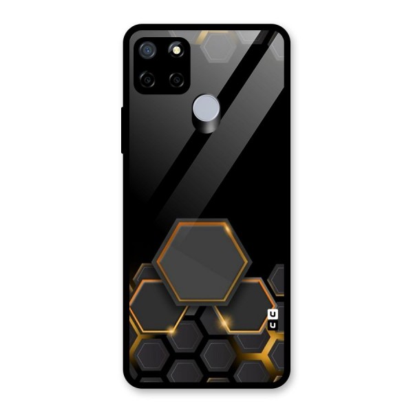 Black Gold Hexa Glass Back Case for Realme C15