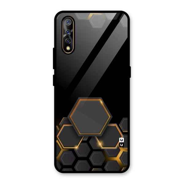 Black Gold Hexa Glass Back Case for Vivo S1