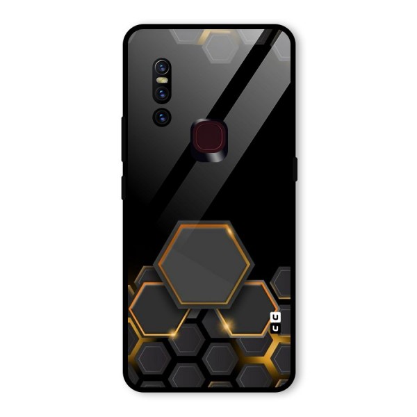 Black Gold Hexa Glass Back Case for Vivo V15