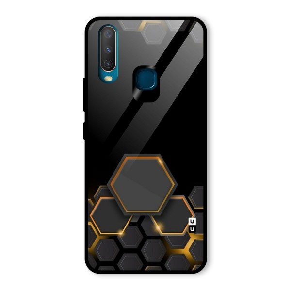 Black Gold Hexa Glass Back Case for Vivo Y12