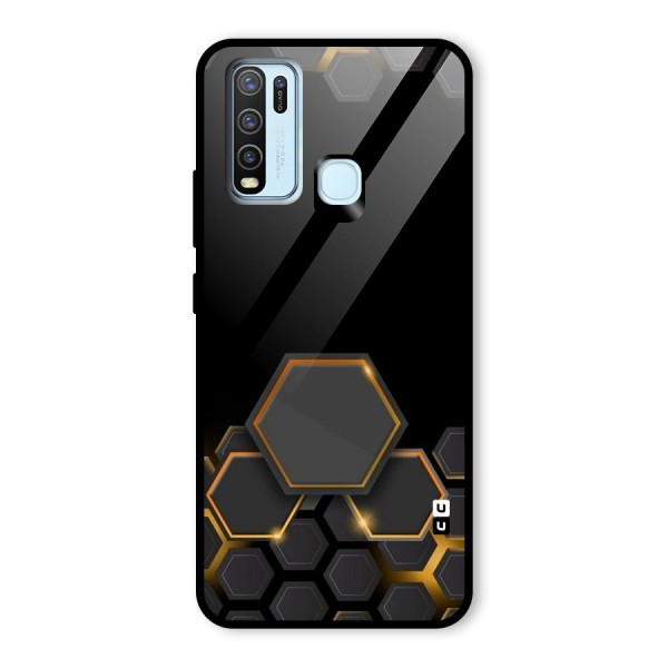 Black Gold Hexa Glass Back Case for Vivo Y30