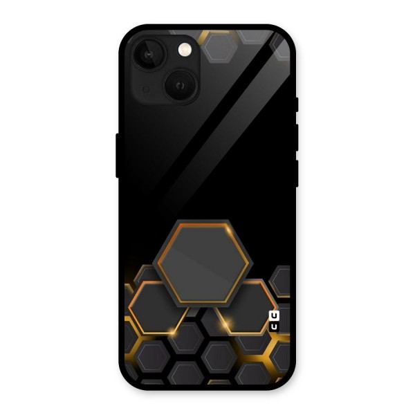 Black Gold Hexa Glass Back Case for iPhone 13
