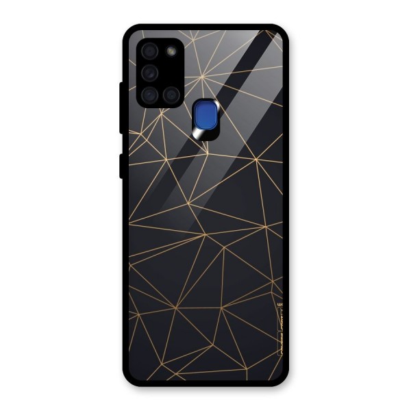 Black Golden Lines Glass Back Case for Galaxy A21s