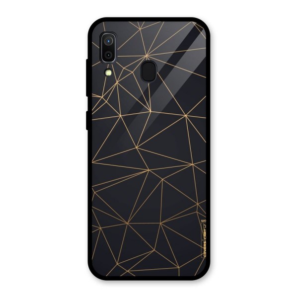 Black Golden Lines Glass Back Case for Galaxy A30