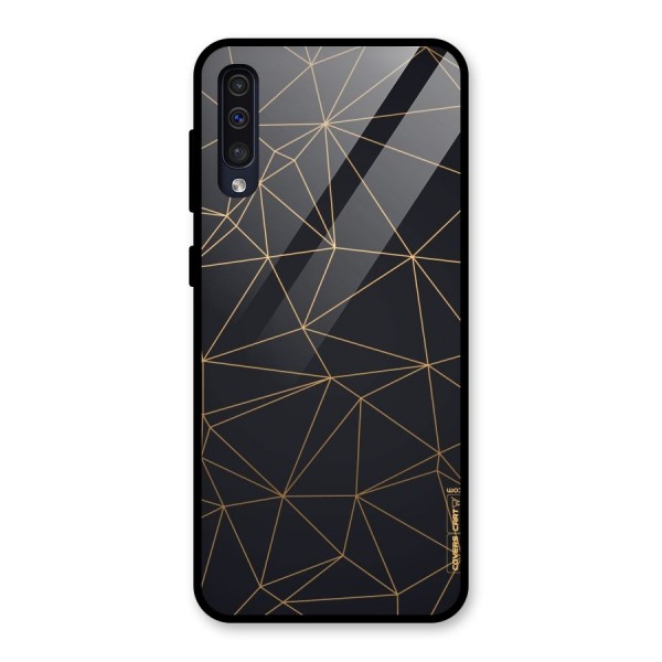 Black Golden Lines Glass Back Case for Galaxy A30s