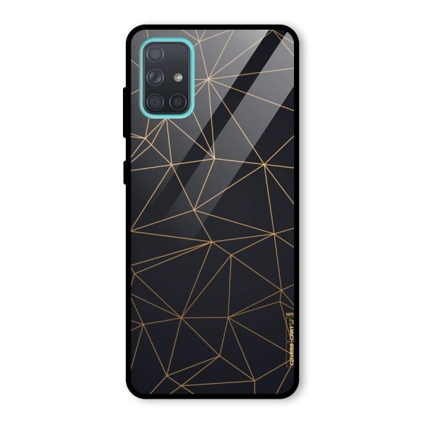 Black Golden Lines Glass Back Case for Galaxy A71