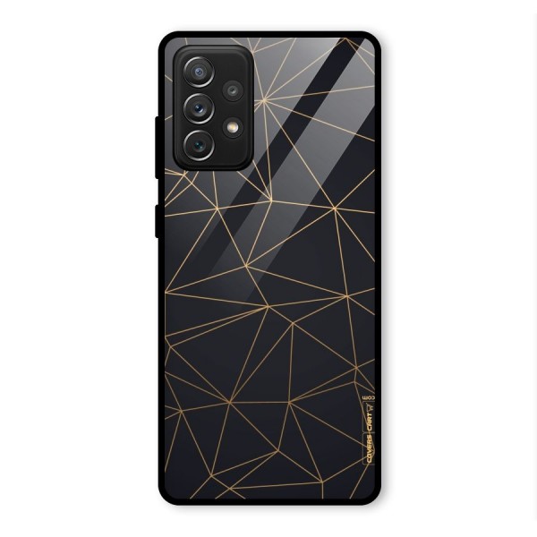 Black Golden Lines Glass Back Case for Galaxy A72