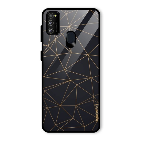 Black Golden Lines Glass Back Case for Galaxy M21