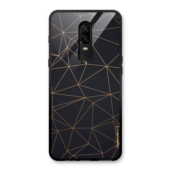 Black Golden Lines Glass Back Case for OnePlus 6