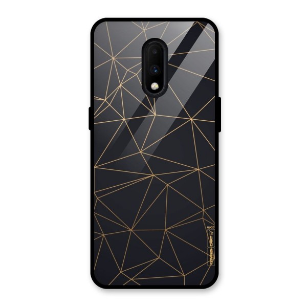 Black Golden Lines Glass Back Case for OnePlus 7